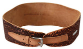 Scervino Street Brown Wide Leather Embroidered Design Logo Belt -   -  Scervino Street.